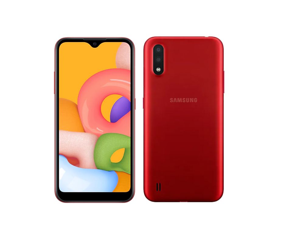 Galaxy A01 (2020) – Ecran 5.7’’- Double SIM – RAM 2GB – ROM 16GB – Caméra 13 / 2 MP camera front 5MP – Batterie 3000 mAh – Rouge