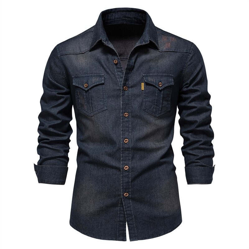 Chemises en Denim à manches longues pour hommes